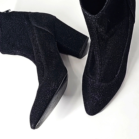 Nine West Black Metallic Block Heel Almond Toe Sock Booties - Picture 8 of 9